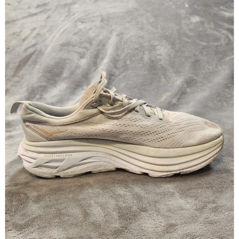 Hoka One‎ One Shoes Womens 9.5 Gray Pink Bondi 8 Sneakers Athleisure